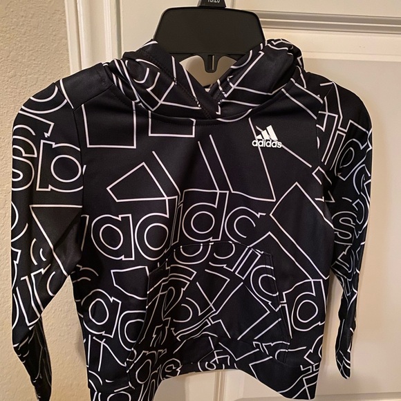 Kids Brand new black adidas all over print hooded sweatshirt size 3T - for boys - Picture 2 of 6